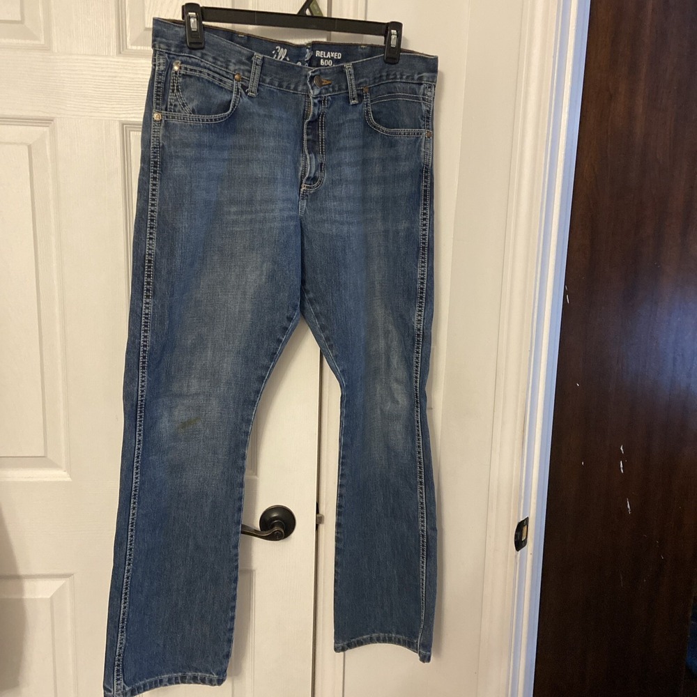 Wrangler Jeans Blue Relaxed Western Rugged Bootcut Medium Wash Denim 38x32